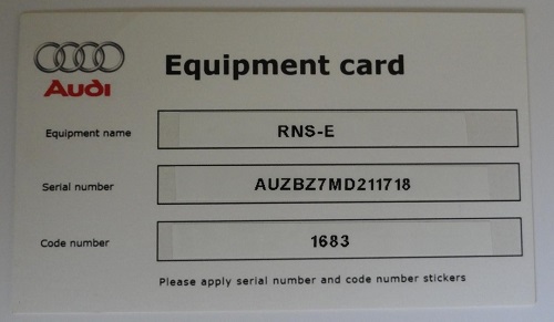 Audi Equipment Card