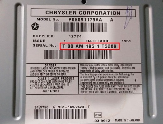 Jeep Radio Serial Number