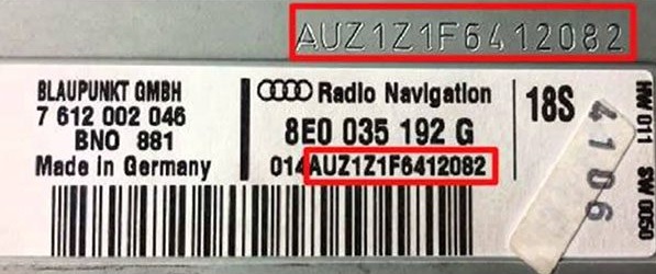 Audi Navigation Serial Number