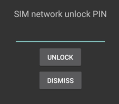 SIM Network Unlock Pin Screen