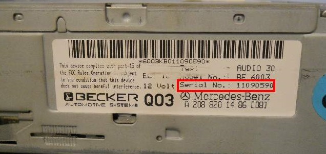 Citan radio serial number